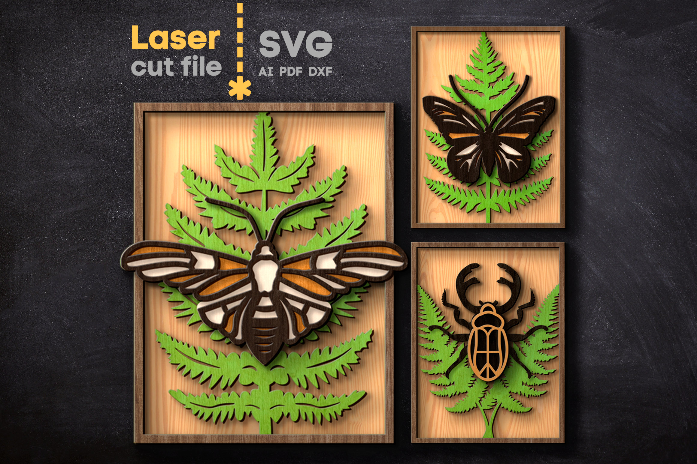 Insects SVG Bundle. Laser Cut File for Glowforge, Scarab Butterfly Moth ...