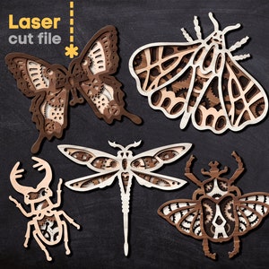Paquet de SVG d'insectes. Fichier découpé au laser pour Glowforge Cricut, Scarab Butterfly Dragonfly Beetle, Svg Dxf Ai Pdf Cdr, INSTANT DOWNLOAD