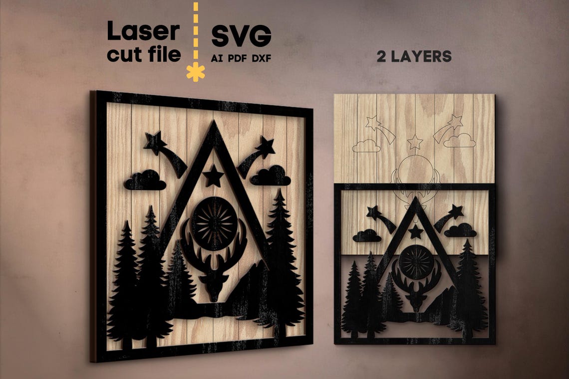 Forest Sign Dxf File Nature Sign SVG Bundle. Laser Cut File for Glowforge, Forest Bear Moth ...