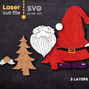 Santa Claus SVG Bundle. Laser Cut File for Glowforge, Christmas Tree ...
