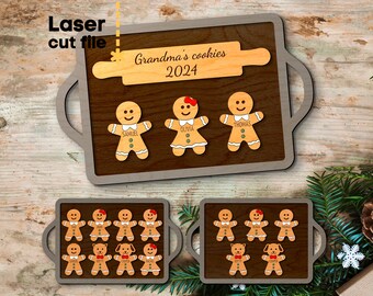 Weihnachtsgroßmutters Kekse SVG Bundle. Laser geschnitten Datei für Glowforge, Gingerbread Man Mom Dad Familiennamen, svg Dxf Ai Pdf, SOFORTIGER DOWNLOAD