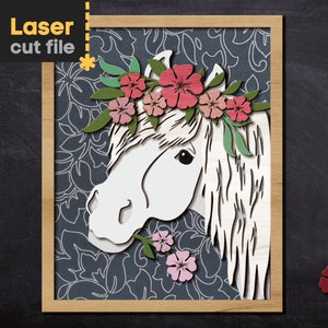 Cheval SVG Laser coupe fichier pour Glowforge ferme animaux ferme Decor maison toile Svg Dxf Ai Pdf Cdr INSTANT DOWNLOAD