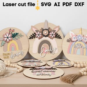Baby Name Sign SVG Bundle. Laser Cut File for Glowforge, Rainbow ...