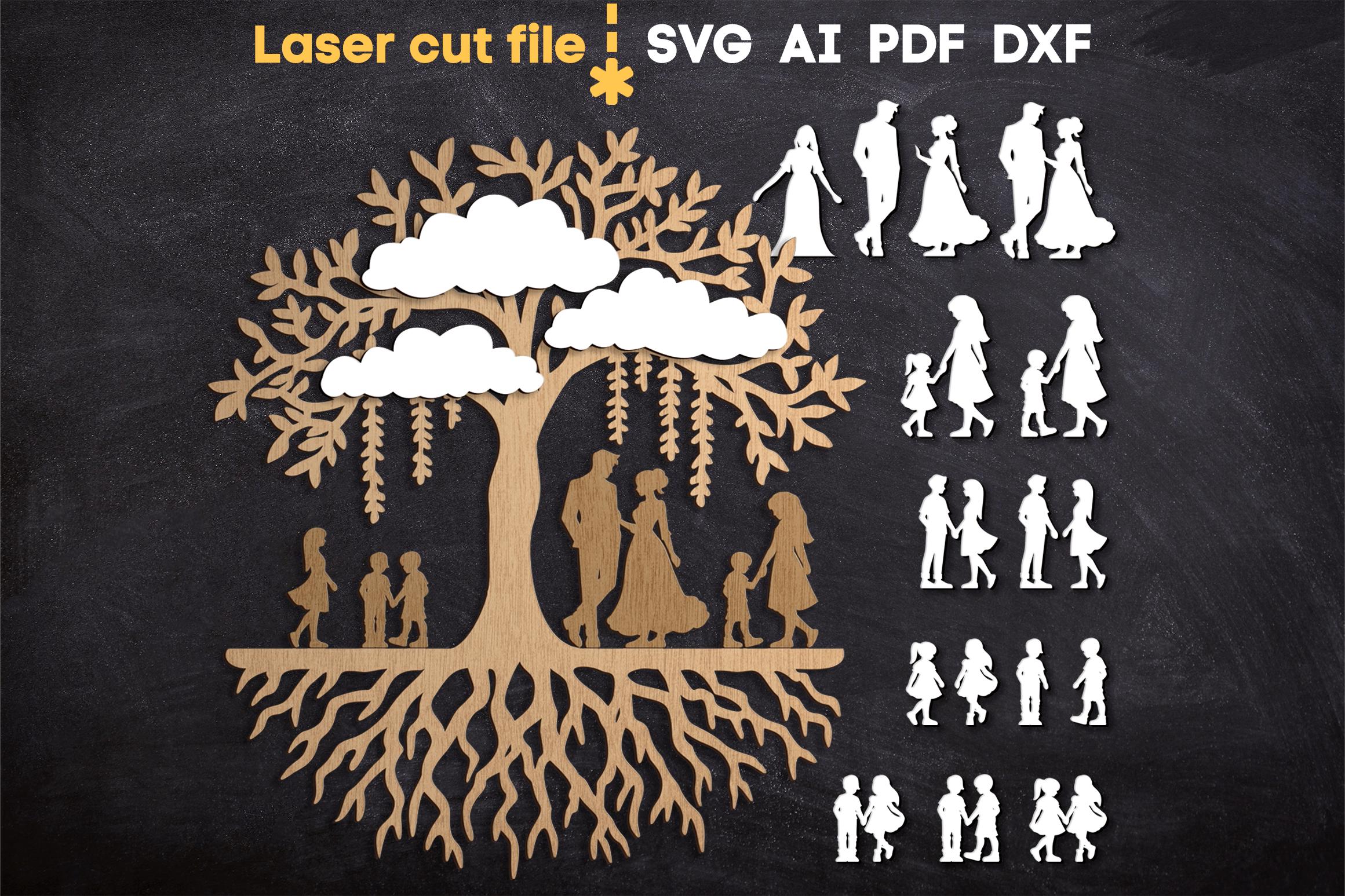 Family Tree SVG Bundle. Laser Cut File for Glowforge, Mother's Day Gift ...