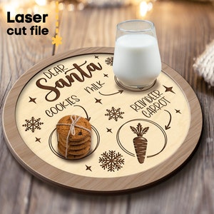 Christmas Tray SVG Bundle. Laser cut file for Glowforge, Santa&#39;s Tray Cookies Milk Christmas Treats Board, Svg Dxf Ai Pdf, INSTANT DOWNLOAD
