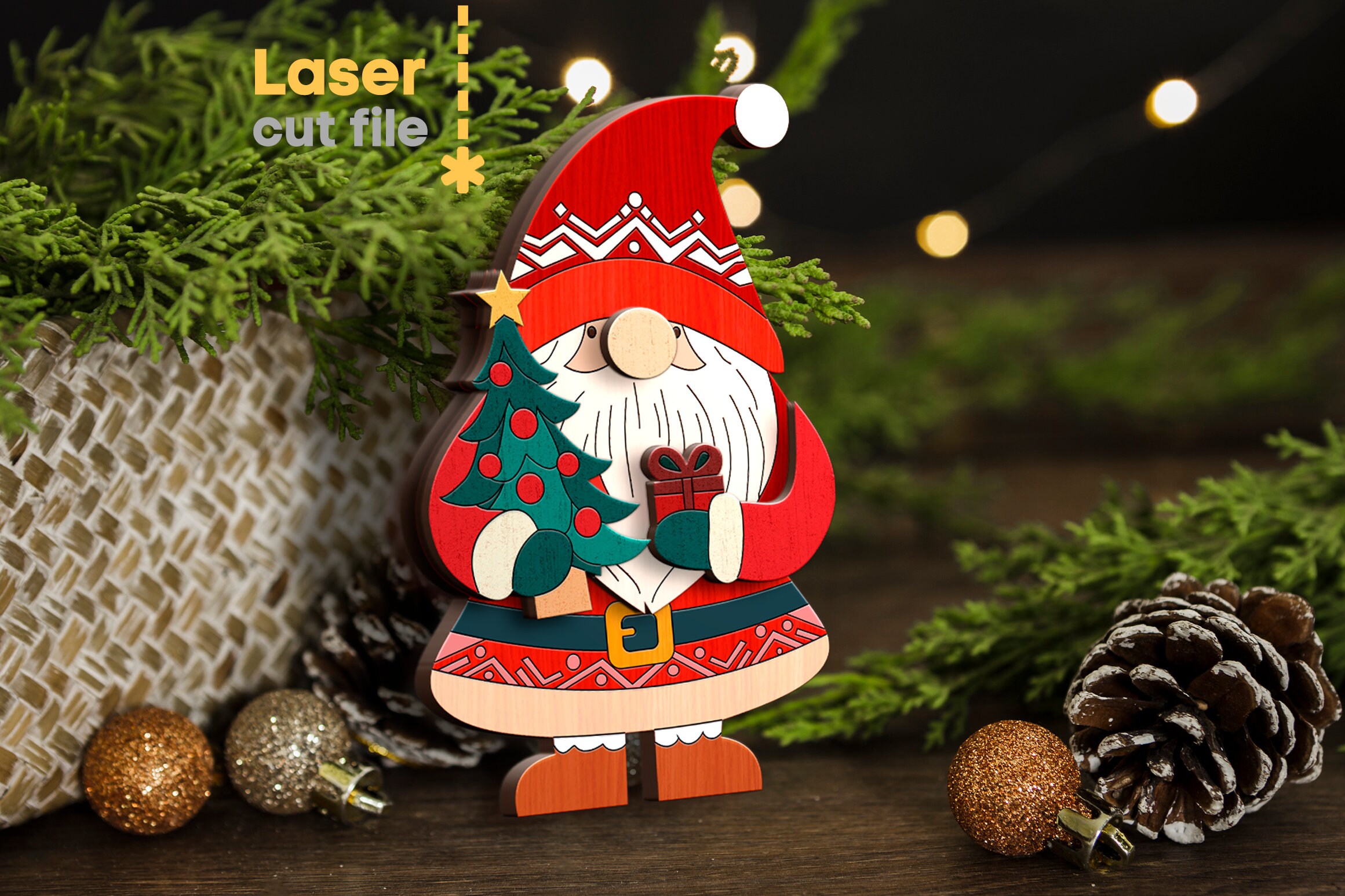 Santa Claus SVG Bundle. Laser Cut File for Glowforge, Christmas Tree ...