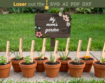 223+ Garden Markers SVG. Laser cut files for Glowforge, Herbs, Vegetables Garden Stakes, Mother's Day, Svg Ai Pdf Dxf Cdr, INSTANT DOWNLOAD