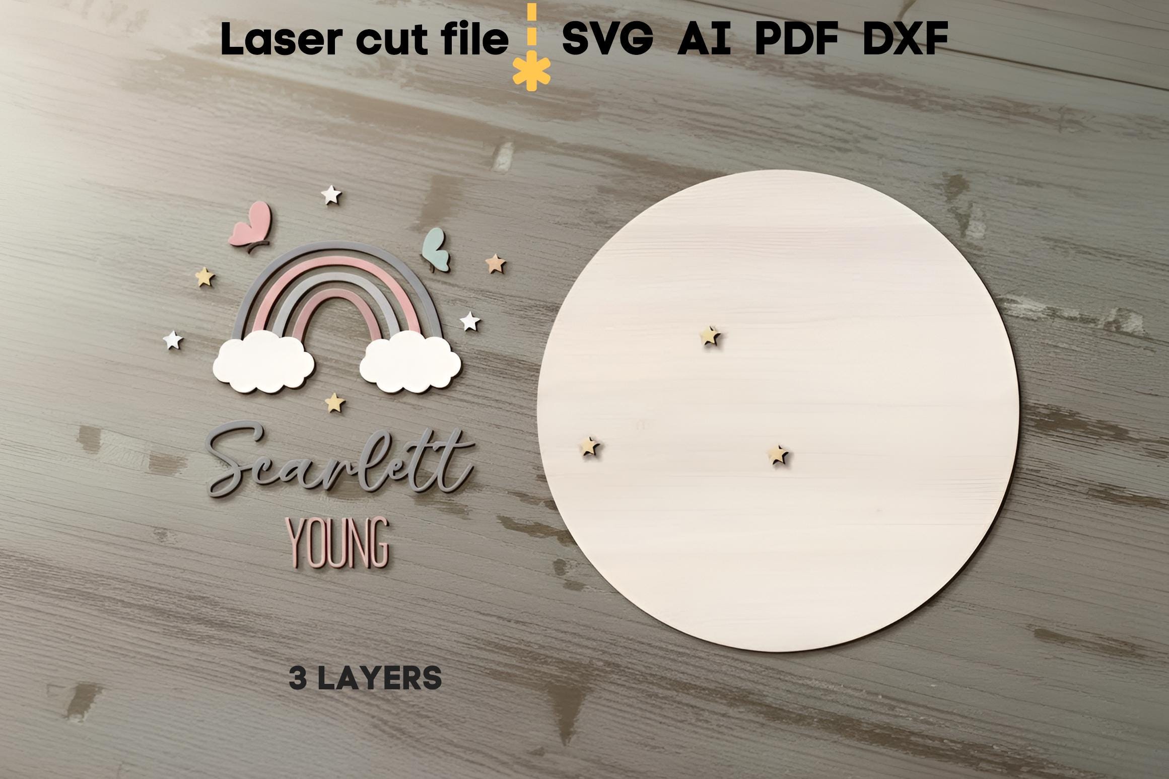 Rainbow Baby Name Sign SVG. Laser Cut File for Glowforge, Boy Girl ...