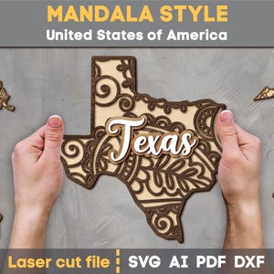 Pacote SVG de 50 estados americanos. Arquivo de corte a laser para Glowforge Cricut Silhouette, Mandala Svg Dxf Ai Pdf Cdr, DOWNLOAD INSTANTÂNEO