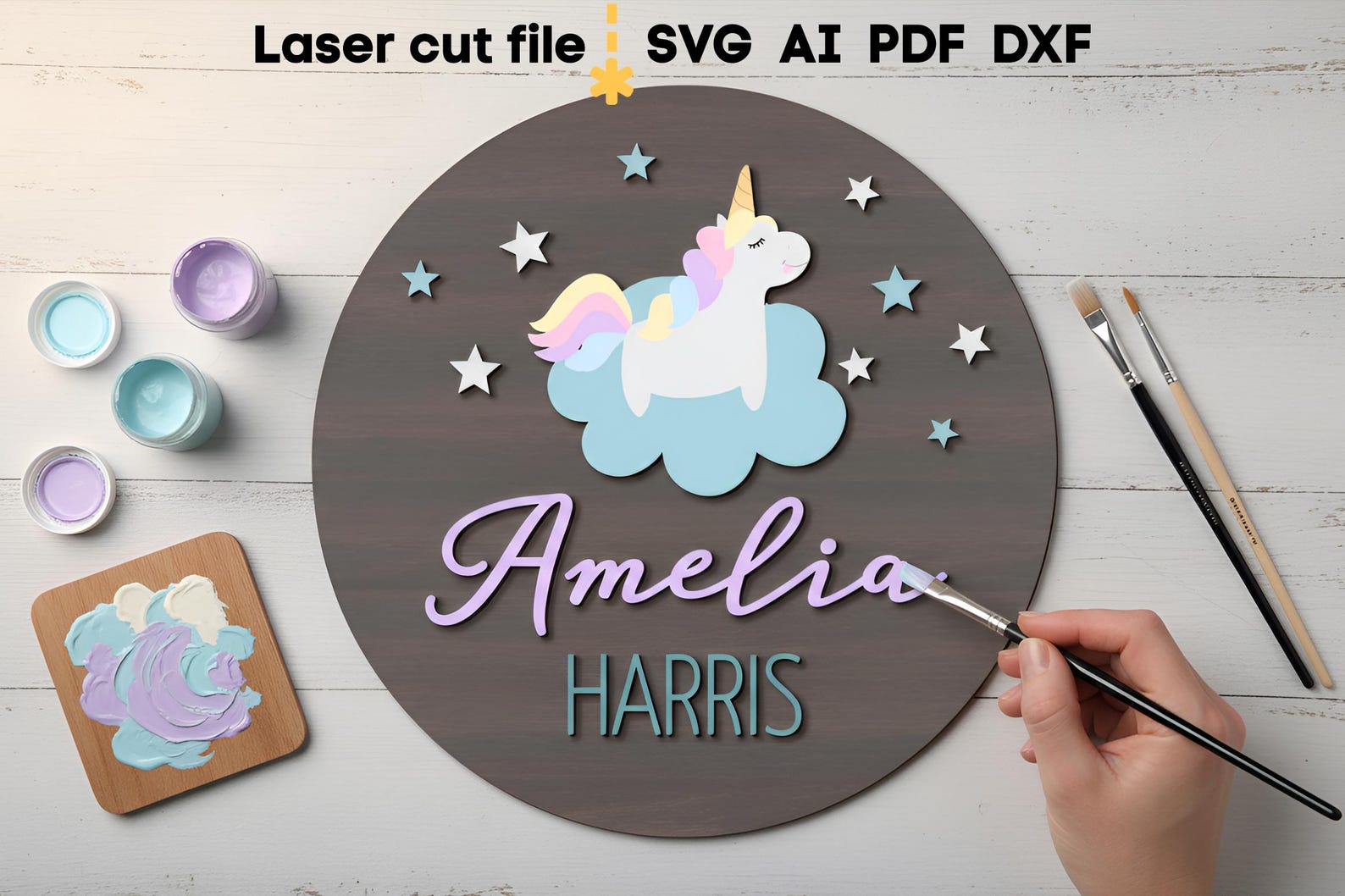 Baby Name Sign SVG Bundle. Laser Cut File for Glowforge, Set Nursery ...