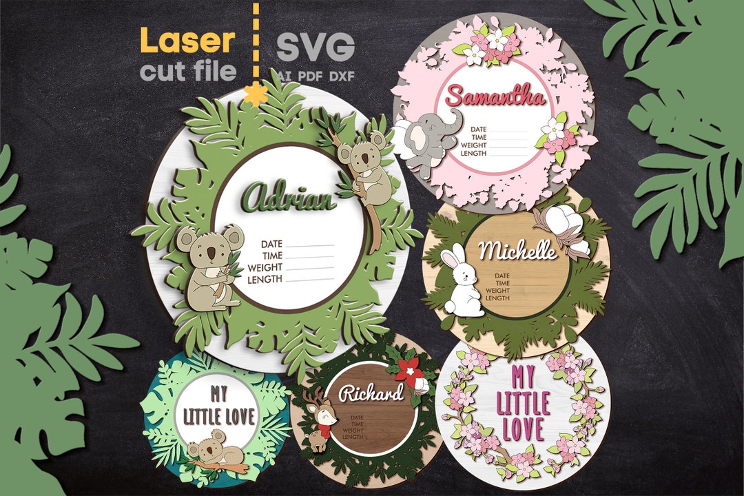 Baby Name Sign SVG Bundle. Laser Cut File for Glowforge Cricut, Nursery ...