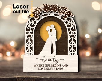 Wedding SVG. Laser cut file for Glowforge, Family Love Quote Couple Lovers Valentine Gift Stars Moon, Svg Dxf Ai Pdf Cdr, INSTANT DOWNLOAD