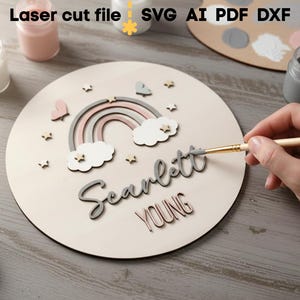 Rainbow Baby Name Sign SVG. Laser Cut File for Glowforge, Boy Girl ...