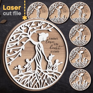 Paquete SVG del árbol madre. Archivo cortado por láser para Glowforge Cricut, Día de la Madre svg Mamá Mamá Svg, Árbol en capas Svg Dxf Ai Pdf Cdr, DESCARGA INSTANTE