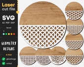 Door Hanger SVG Bundle. Laser cut file for Glowforge Cricut, Round Welcome Sign Geometric pattern, Svg Dxf Ai Pdf Cdr, INSTANT DOWNLOAD