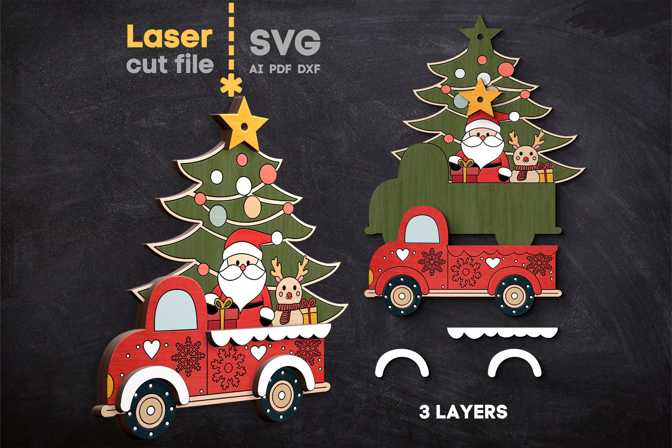 Christmas Tree Toys SVG Bundle. Laser Cut File for Glowforge, Santa ...