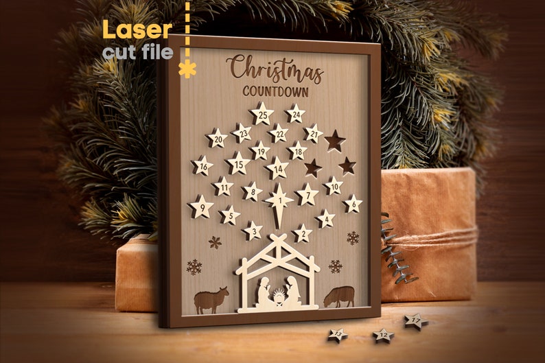 Contagem regressiva de Natal SVG. Arquivo de corte a laser para ...