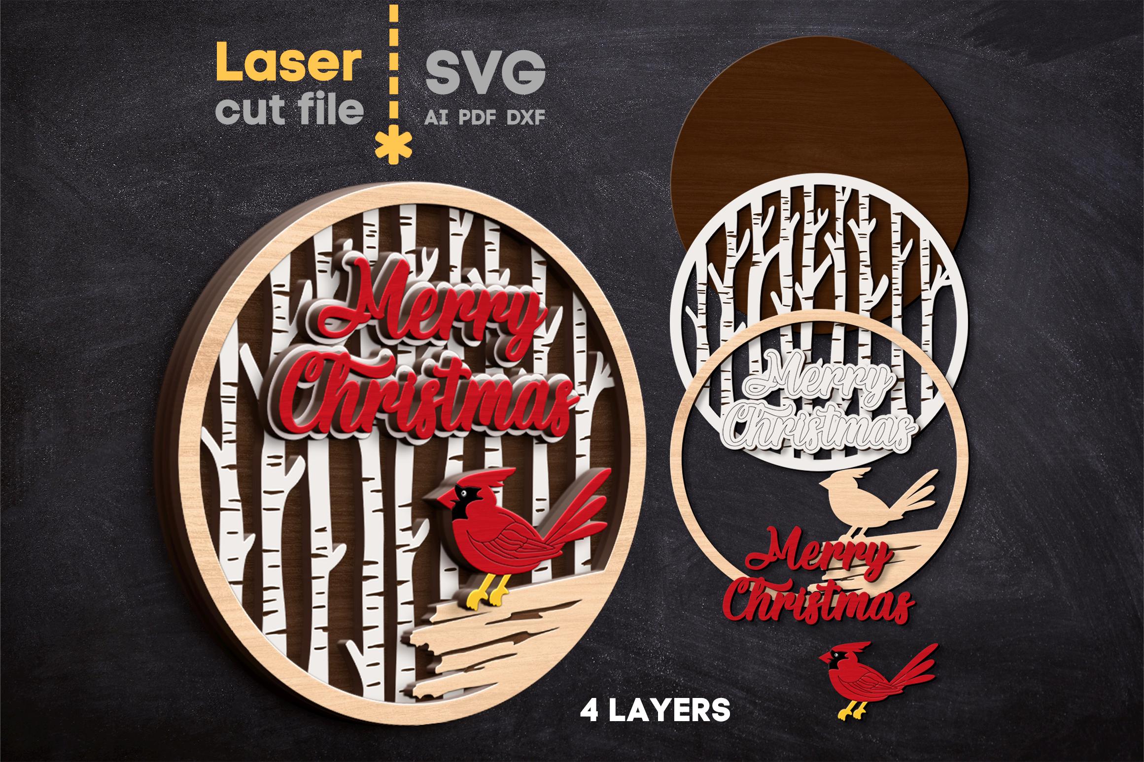 Merry Christmas SVG Bundle. Laser Cut File for Glowforge, Santa Red ...