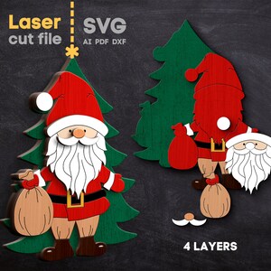 Santa Claus SVG Bundle. Laser Cut File for Glowforge, Christmas Tree ...