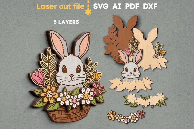 Happy Easter SVG Bundle. Laser Cut File for Glowforge, Rabbit Egg ...