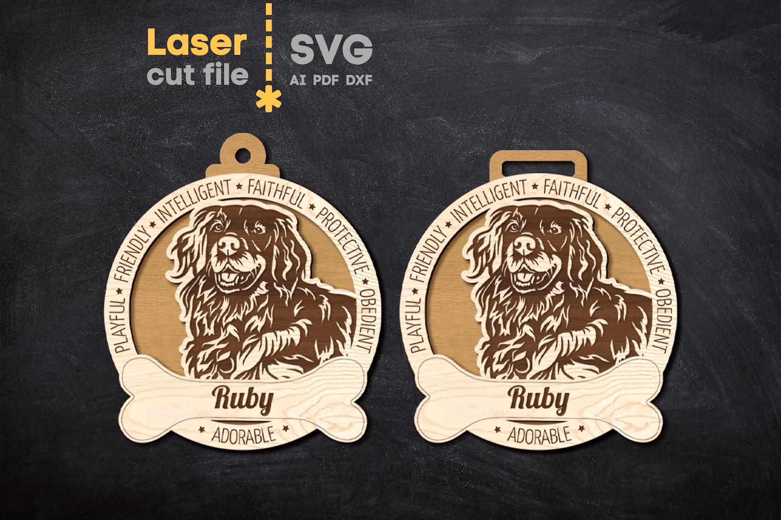 18 Dog Ornaments SVG Bundle Laser Cut File for Glowforge Medal Dog Name ...