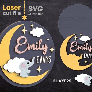 Baby Name Sign SVG Bundle. Laser Cut File for Glowforge, Set Nursery ...