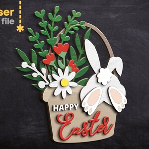 Cesto di Pasqua SVG File di taglio laser per Glowforge Coniglio Fiori Home decor Svg Dxf Ai Pdf Cdr DOWNLOAD IMMEDIATO