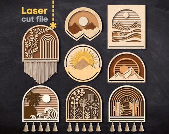 Makramee Basen SVG Bundle. Laser geschnitten Datei für Glowforge, Natur Makramee Aufhänger Sun Wand Makramee Halter, svg Dxf Ai Pdf Cdr, INSTANT DOWNLOAD