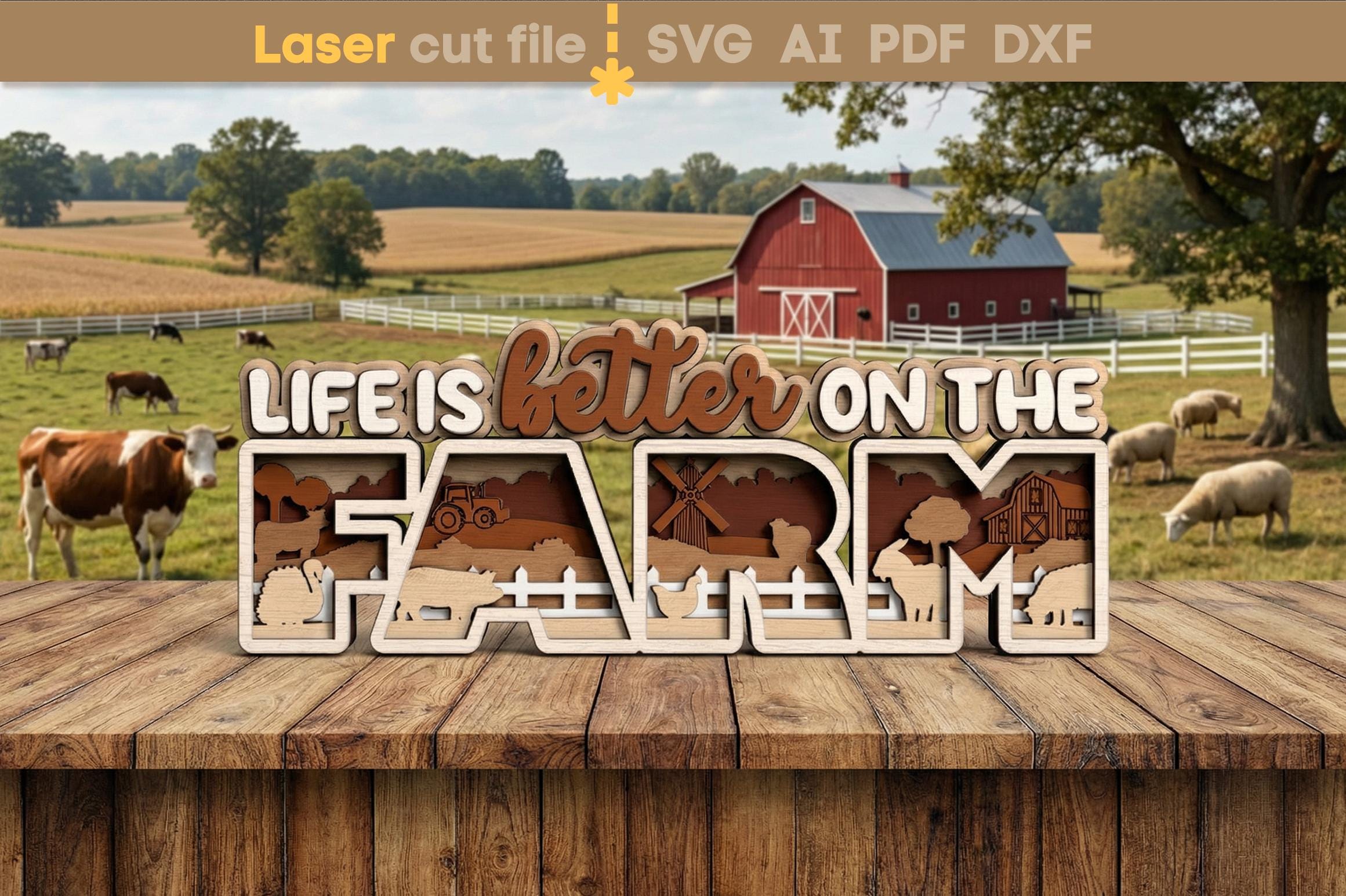 Postgate Farm Inscription Life Quote SVG. Laser Cut File for Glowforge, Life is Better on the ...