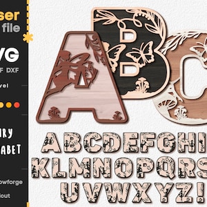 Fee Alphabet SVG. Laser cut file for Glowforge Cricut, Prinzessin Buchstaben Natur Buchstaben Swirls Svg Dxf Ai Pdf CDr INSTANT DOWNLOAD