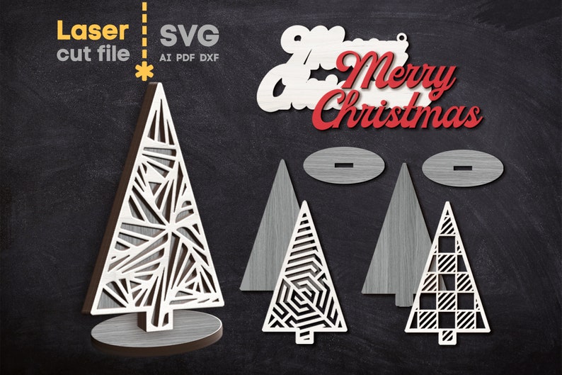 Christmas Tree SVG Bundle. Laser Cut File for Glowforge Cricut. Merry ...