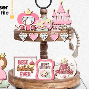 Princess Tiered Tablett SVG. Laser cut Datei für Glowforge, Dekor Svg Dxf Ai Pdf Cdr INSTANT DOWNLOAD