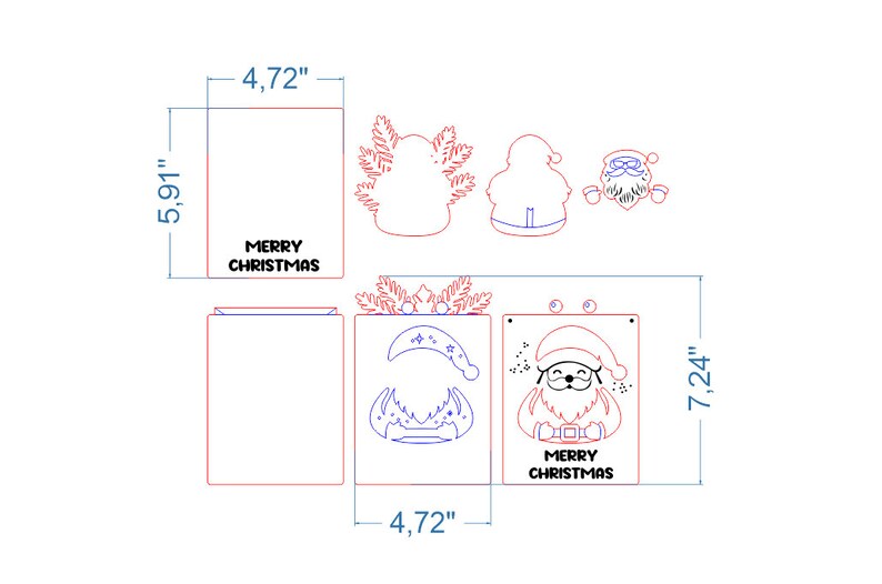 Santa Claus Card SVG Bundle. Laser Cut File for Glowforge, Merry ...