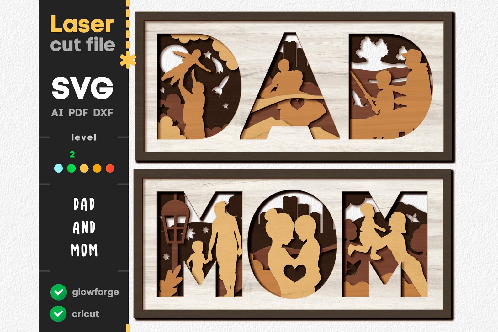 Mom Dad SVG Bundle. Laser Cut File for Glowforge Cricut - Etsy