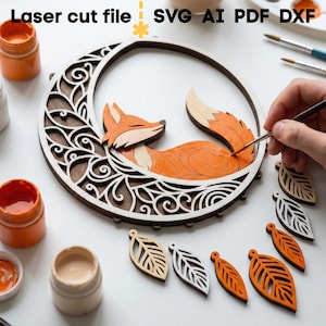Dream Catcher SVG Bundle. Laser cut file for Glowforge, Owl Fox Leaves Heart Moon Sign Wall Decor, Svg Dxf Ai Pdf Cdr, INSTANT DOWNLOAD image 2