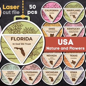50 American states Bundle SVG. Laser cut file for Glowforge, Christmas Tree Toys Ball Decor Ornament Svg Dxf Ai Pdf Cdr, INSTANT DOWNLOAD