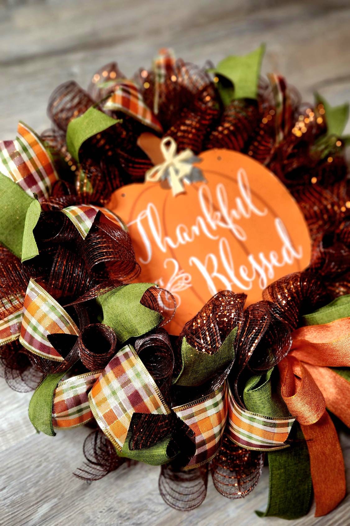 Fall Deco Mesh Wreath Thanksgiving Wreath Blessed - Etsy