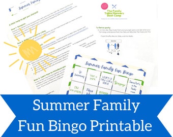 Summer Family Fun Bingo, Kids Activities, Family Game, Printable