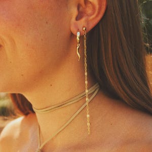 Vasia Huggies: Aros Huggie gruesos de cuerno italiano dorado, estilo cornicello, elegantes joyas playeras doradas, pendientes de cuerno de especias, pendientes apilables.