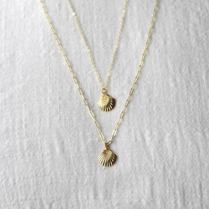 Mila Necklace- Gold Plated Scallop Shell Necklace, Beachy Layering Jewelry, Summer Necklaces