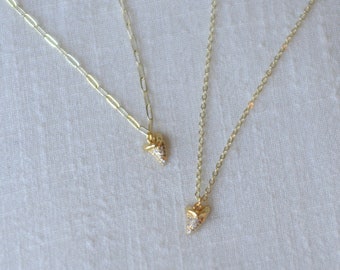 High Tide Necklace- Gold CZ Pavé Shark's Tooth Necklace, Beachy Jewelry, Summer Jewelry, Gold Filled Layering Pieces