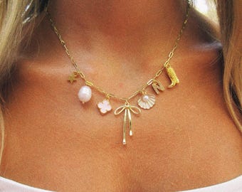 Custom Charm Necklace- Build Your Own Charm Necklace, Italian Charm Necklace, Gold Plated Jewelry