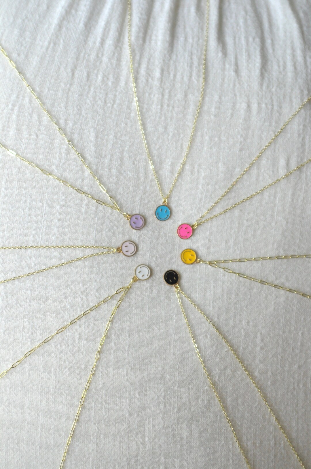 Positively Radiant Necklace Paperclip Chain Smiley Face Necklace
