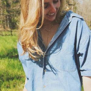 Tupelo Lariat Necklace- 18k Gold Sequin Duster Lariat Chain Necklace, Elegant Necklace, Gold Simple Layering Necklace, Stacking Necklace