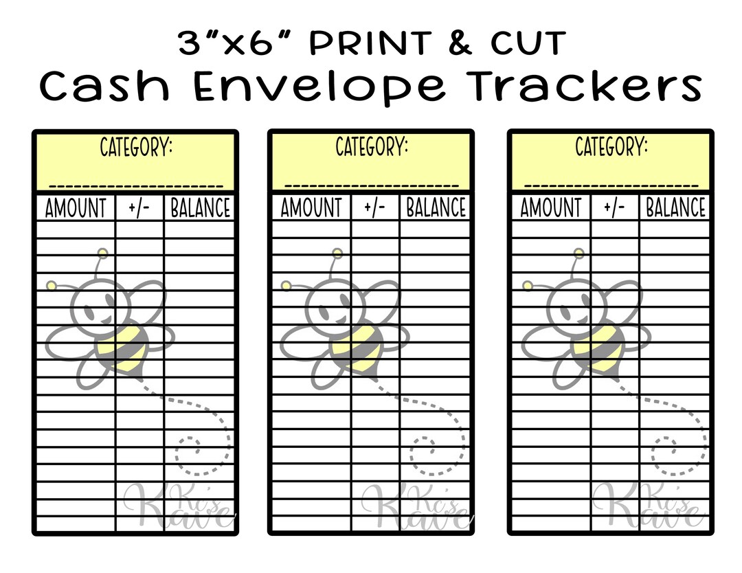 3x6 Cash Envelope Printable Trackers PNG DOWNLOAD ONLY - Etsy
