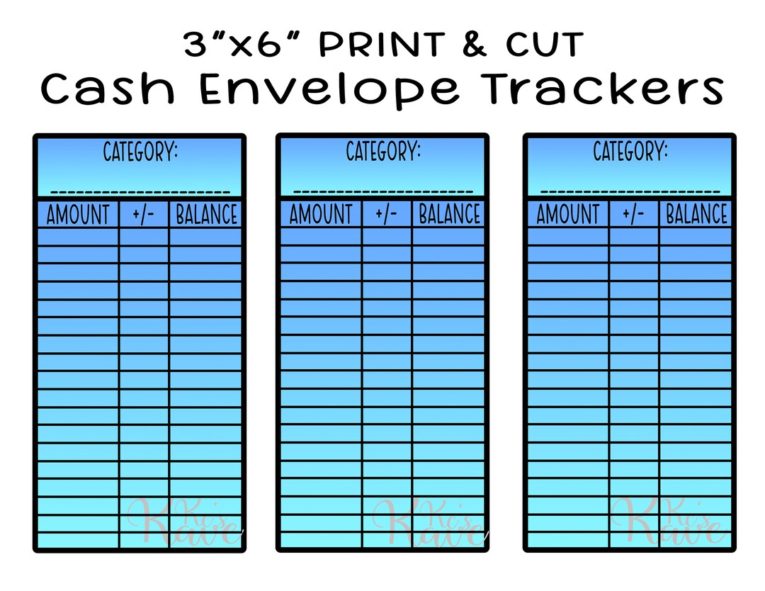 3x6 Cash Envelope Printable Trackers PNG DOWNLOAD ONLY - Etsy