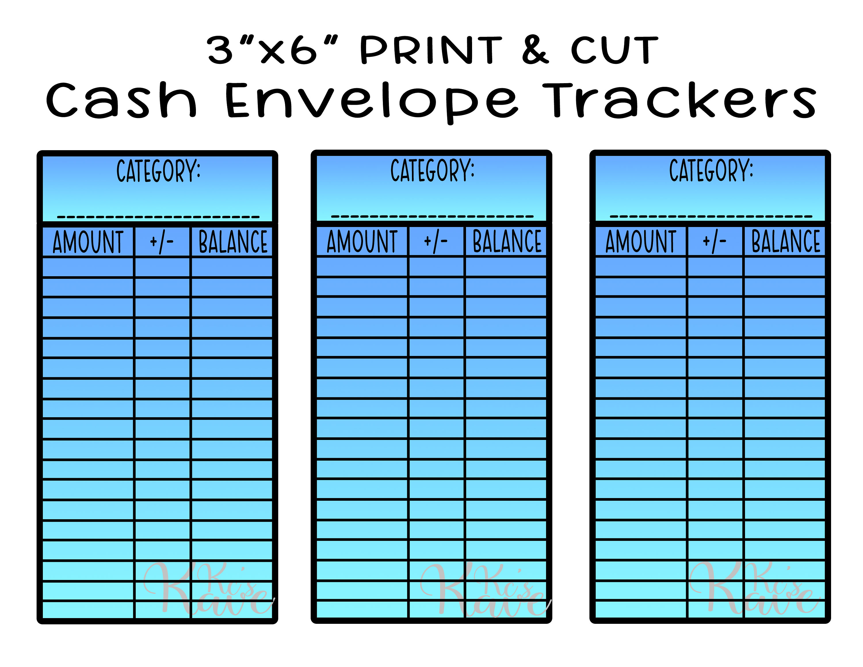 3x6 Cash Envelope Printable Trackers PNG DOWNLOAD ONLY - Etsy