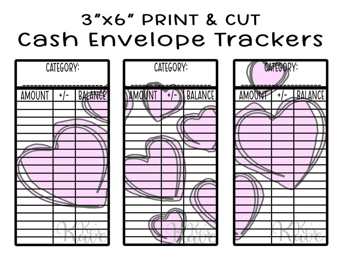 3x6 Cash Envelope Printable Trackers PNG DOWNLOAD ONLY - Etsy
