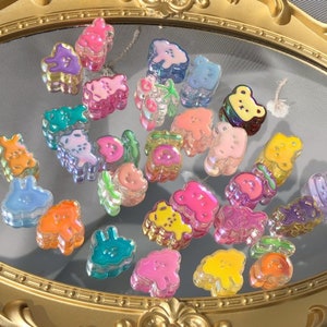 50pcs Mix styles AB color Enamel & Acrylic candy Beads Aurora Kawaii Wrapped Bunny Beads Iridescent Acrylic flower Beads