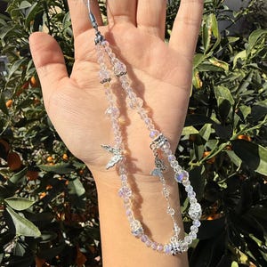 Moonlight Butterfly Glass Crystals Phone Chain Phone Wristlet Camera strap Lanyard Strap Blue light shiny